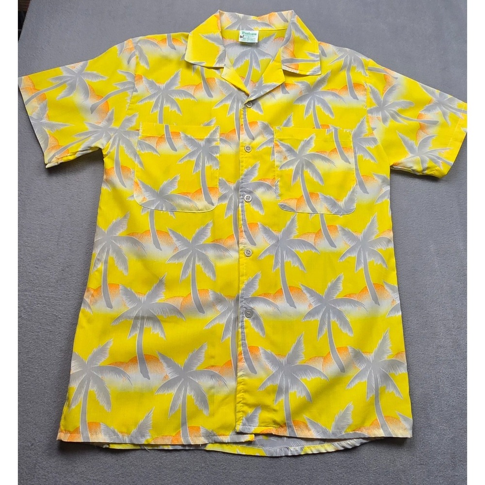 Vintage Tropicana‎ Men's SMALL Hawaiian Tropical Shirt Button Down Yellow 90's